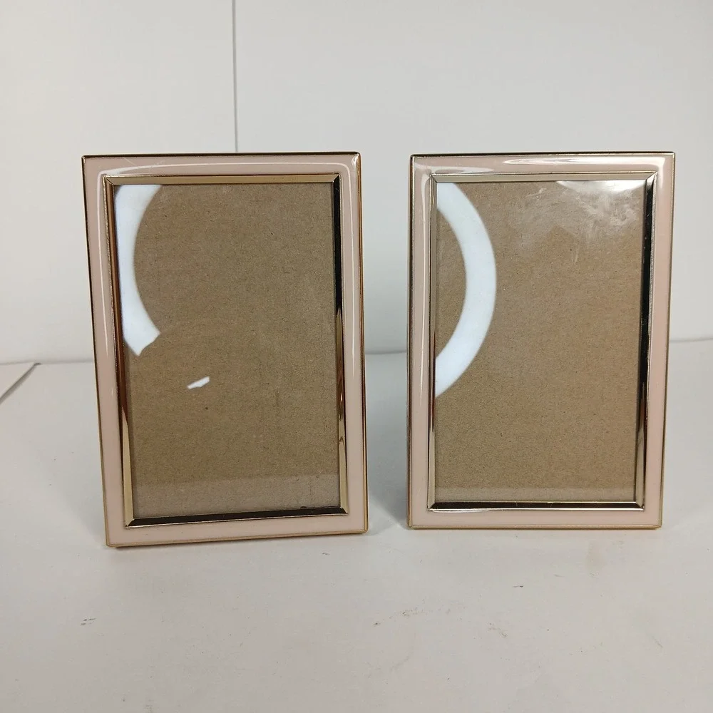 Rachel Zoe 4x6 Picture Frame Set of 2 Blush Pink Gold Trim Glass Photo Frames